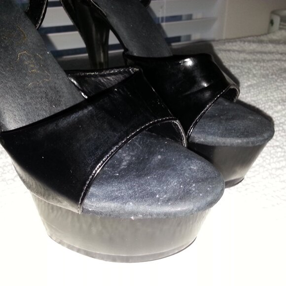 Black Two Strap Seychelle Dancer high heels worn - Picture 3 of 13